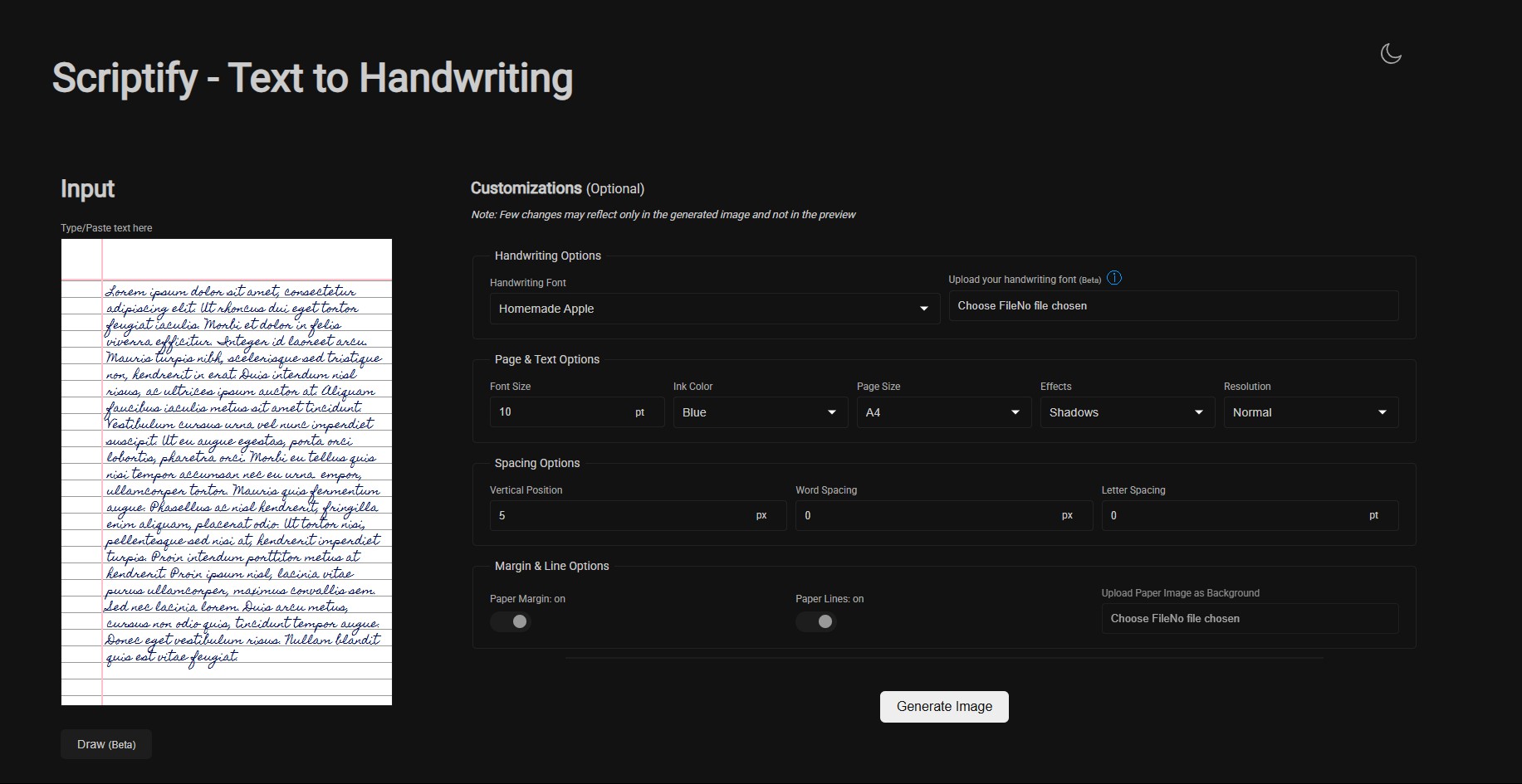 Scriptify — Text to Handwriting